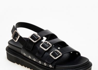 Σανδάλια flatform με αγκράφες - Μαύρο - Issue - 