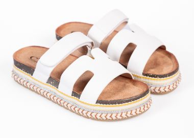 Σανδάλια flatform με boho διακόσμηση - Λευκό - Issue - 