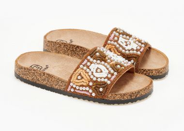 Σανδάλια flatform με boho σχέδιο - Κάμελ - Issue - 