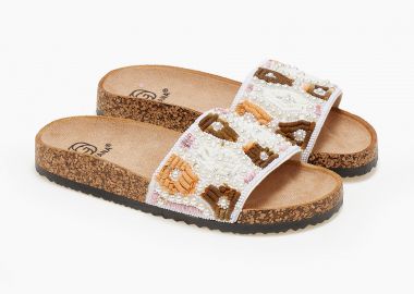 Σανδάλια flatform με boho σχέδιο - Λευκό - Issue - 