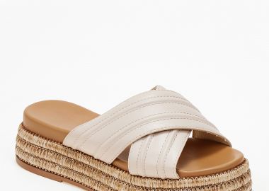 Σανδάλια flatform με χιαστί φάσες - Μπεζ - Issue - 