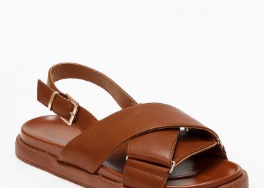 Σανδάλια flatform με χιαστί σχέδιο - Κάμελ - Issue - 