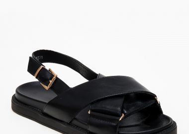 Σανδάλια flatform με χιαστί σχέδιο - Μαύρο - Issue - 