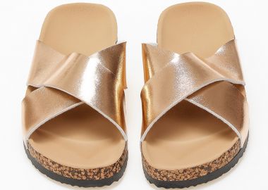 Σανδάλια flatform με χιαστί σχέδιο - Rose Gold - Issue - 