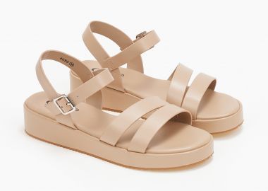 Σανδάλια flatform με διπλή φάσα - Μπεζ - Issue - 