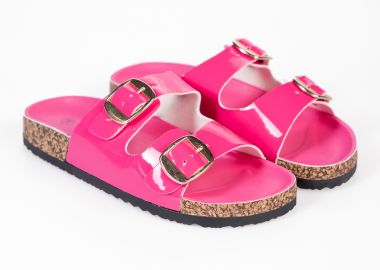 Σανδάλια flatform με δύο φάσες και σχέδιο φελού στη σόλα - Φούξια - Issue - 