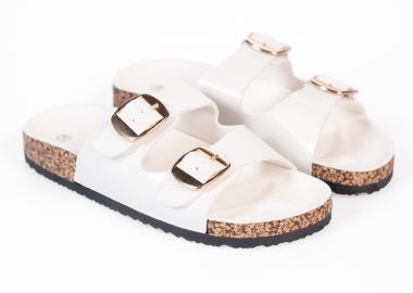 Σανδάλια flatform με δύο φάσες και σχέδιο φελού στη σόλα - Λευκό - Issue - 