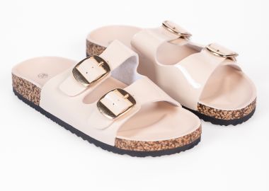 Σανδάλια flatform με δύο φάσες και σχέδιο φελού στη σόλα - Μπεζ - Issue - 