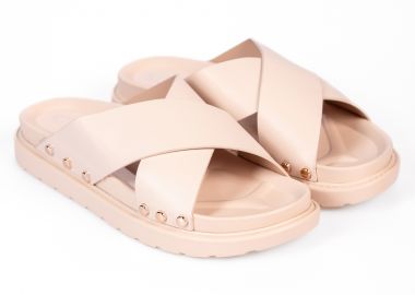 Σανδάλια flatform με φάσες χιαστί - Nude - Issue - 