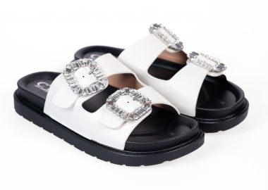 Σανδάλια flatform με ιδιαίτερες αγκράφες - Λευκό - Issue - 