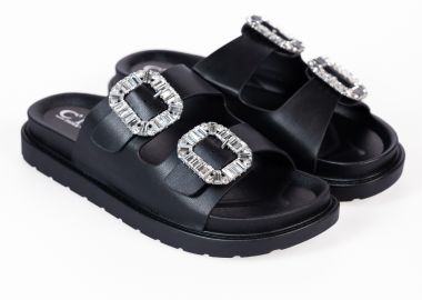 Σανδάλια flatform με ιδιαίτερες αγκράφες - Μαύρο - Issue - 