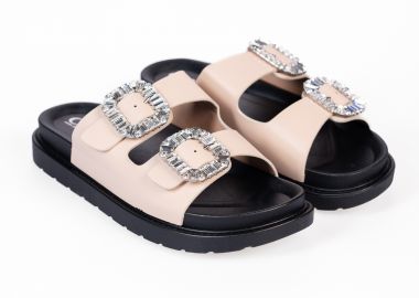 Σανδάλια flatform με ιδιαίτερες αγκράφες - Nude - Issue - 