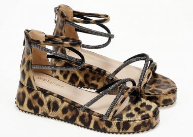 Σανδάλια flatform με κλειστή φτέρνα και glitter - Λεοπάρ - Issue - 