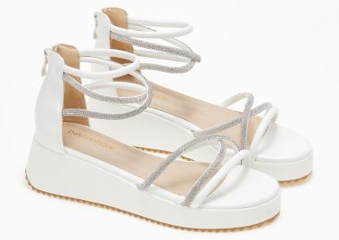 Σανδάλια flatform με κλειστή φτέρνα και glitter - Λευκό - Issue - 