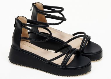 Σανδάλια flatform με κλειστή φτέρνα και glitter - Μαύρο - Issue - 