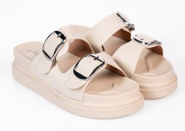 Σανδάλια flatform με λουριά και αγκράφες - Μπεζ - Issue - 