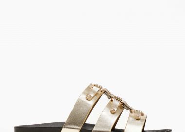 Σανδάλια flatform με μεταλλικές λεπτομέρειες - Χρυσό - Issue - 