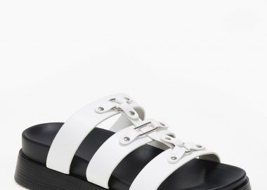 Σανδάλια flatform με μεταλλικές λεπτομέρειες - Λευκό - Issue - 