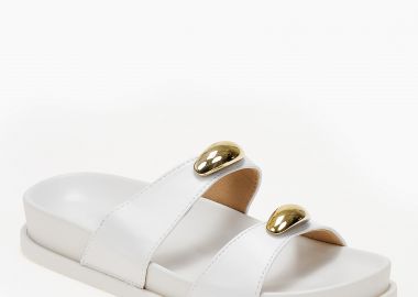 Σανδάλια flatform με μεταλλικές λεπτομέρειες - Λευκό - Issue - 