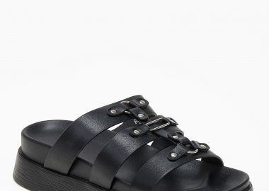 Σανδάλια flatform με μεταλλικές λεπτομέρειες - Μαύρο - Issue - 