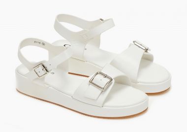 Σανδάλια flatform με μεταλλική λεπτομέρεια - Λευκό - Issue - 