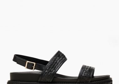 Σανδάλια flatform με ψάθα - Μαύρο - Issue - 