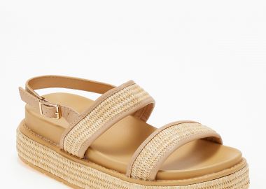 Σανδάλια flatform με ψάθα - Μπεζ - Issue - 