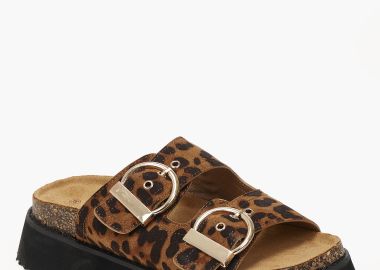 Σανδάλια flatform με ψηλή σόλα και αγκράφες - Λεοπάρ - Issue - 