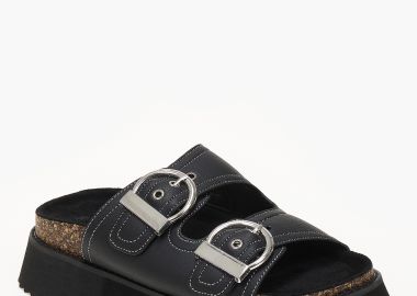 Σανδάλια flatform με ψηλή σόλα και αγκράφες - Μαύρο - Issue - 