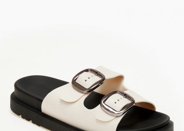 Σανδάλια flatform με ρυθμιζόμενα λουράκια - Μπεζ - Issue - 