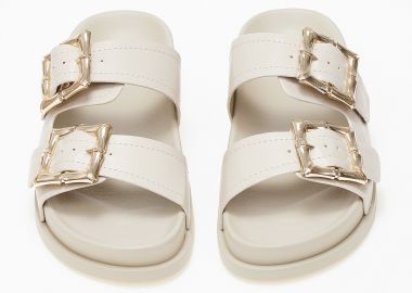 Σανδάλια flatform με ρυθμιζόμενα λουριά και αγκράφες - Μπεζ - Issue - 