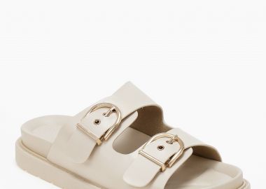 Σανδάλια flatform με ρυθμιζόμενες ζώνες και αγκράφες - Μπεζ - Issue - 