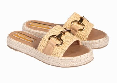 Σανδάλια flatform με σχέδιο ψάθας και σχοινί - Πούρο - Issue - 