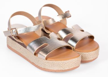 Σανδάλια flatform με σχοινί στη σόλα - Χρυσό - Issue - 