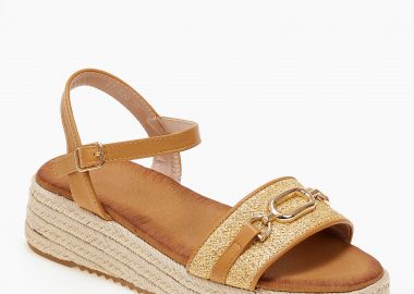 Σανδάλια flatform με σχοινί στη σόλα - Κάμελ - Issue - 