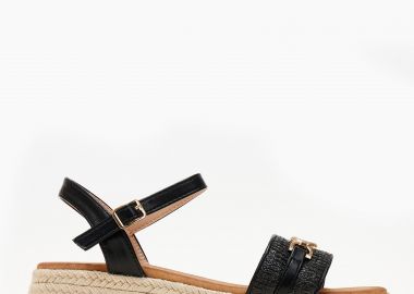 Σανδάλια flatform με σχοινί στη σόλα - Μαύρο - Issue - 