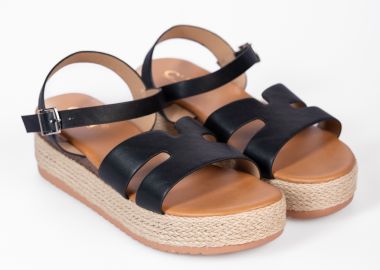 Σανδάλια flatform με σχοινί στη σόλα - Μαύρο - Issue - 