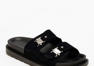 Σανδάλια flatform με suede φάσες - Μαύρο - Issue - 