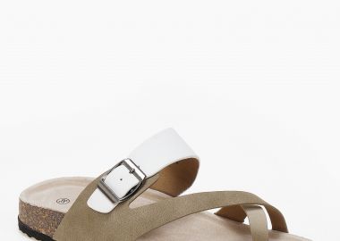 Σανδάλια flatform με suede υφή - Λευκό - Issue - 