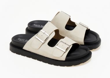 Σανδάλια flatform με suede υφή - Μπεζ - Issue - 