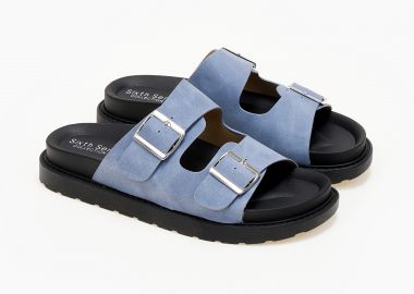 Σανδάλια flatform με suede υφή - Μπλε - Issue - 