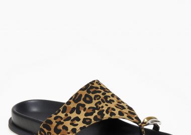 Σανδάλια flatform με suede υφή και toe ring - Λεοπάρ - Issue - 