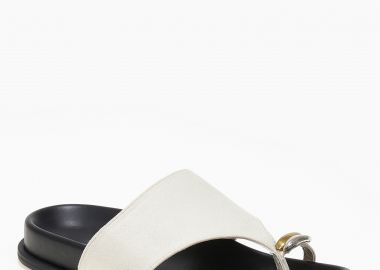 Σανδάλια flatform με suede υφή και toe ring - Μπεζ - Issue - 