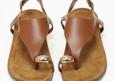 Σανδάλια flatform με toe ring - Κάμελ - Issue - 