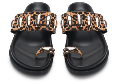 Σανδάλια flatform με toe ring και μεταλλικές λεπτομέρειες - Λεοπάρ - Issue - 
