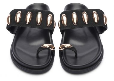 Σανδάλια flatform με toe ring και μεταλλικές λεπτομέρειες - Μαύρο - Issue - 