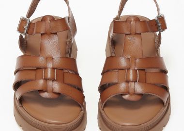 Σανδάλια flatform με τρακτερωτή σόλα - Κάμελ - Issue - 