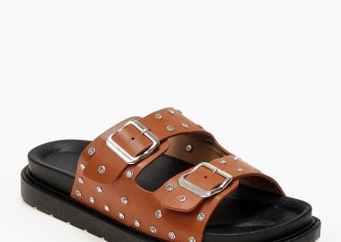 Σανδάλια flatform με τρουκς και στρας - Κάμελ - Issue - 