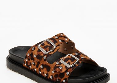 Σανδάλια flatform με τρουκς και στρας - Λεοπάρ - Issue - 