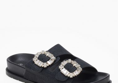 Σανδάλια flatform ρυθμιζόμενα με στρας - Μαύρο - Issue - 